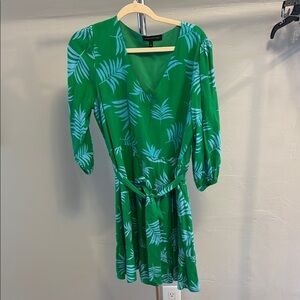 Green Leaf Print Dress